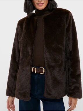LINE & DOT NWT Dark Brown Cassidy Faux Fur Jacket size XS